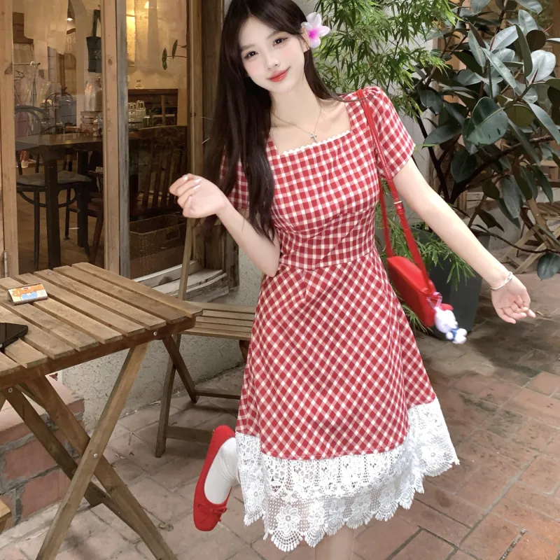 PAVEA Short Sleeved Dress Women's Rose Red-4