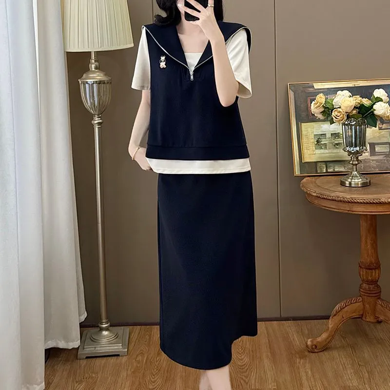 PAVEA Two Piece Skirt Sets Women's-2