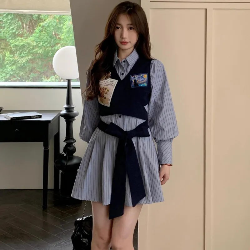 PAVEA Long Sleeved Dresses Women's Blue-7