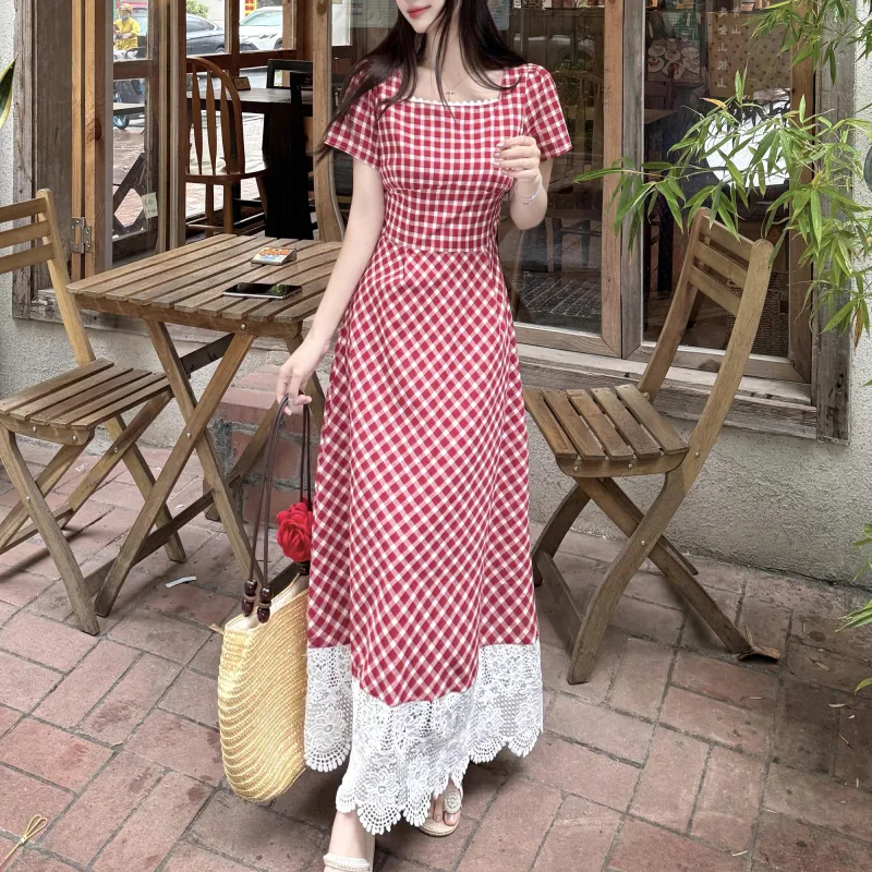 PAVEA Short Sleeved Dress Women's Rose Red-11