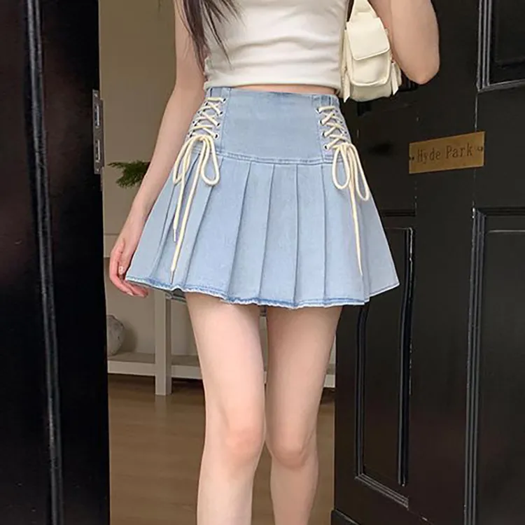 PAVEA Denim Short Skirts Women's-9