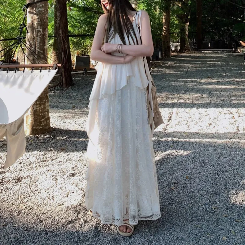 PAVEA Slip Dress Women's Apricot+Hair Tie Comes With-3