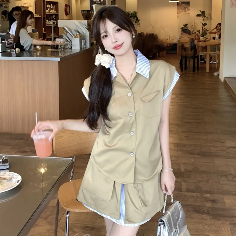 PAVEA Two Piece Skirt Sets Women's-3
