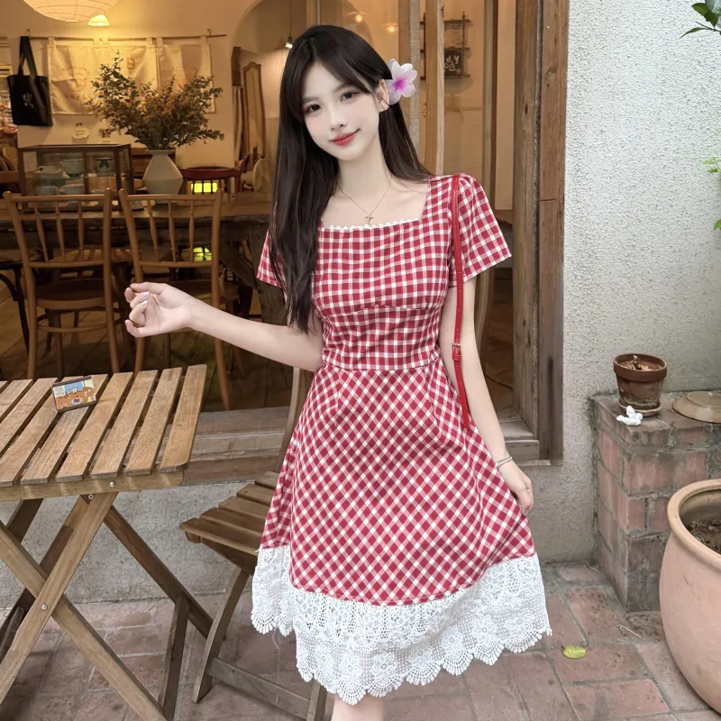 PAVEA Short Sleeved Dress Women's Rose Red-3