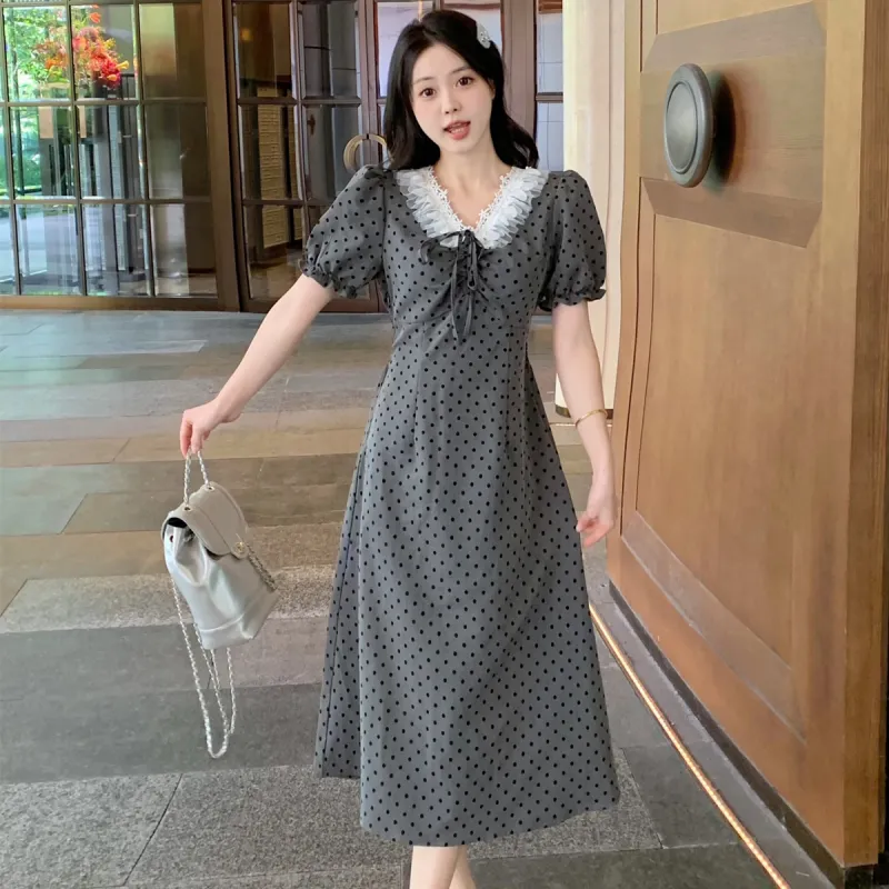 PAVEA Short Sleeved Dress Women's Gray+Hair Tie Included-6