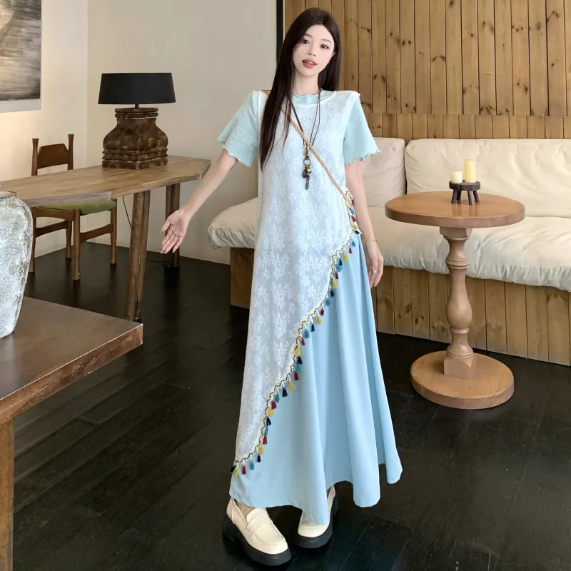 PAVEA Two Piece Skirt Sets Women's Three Piece Set+Hair Tie Comes With-4