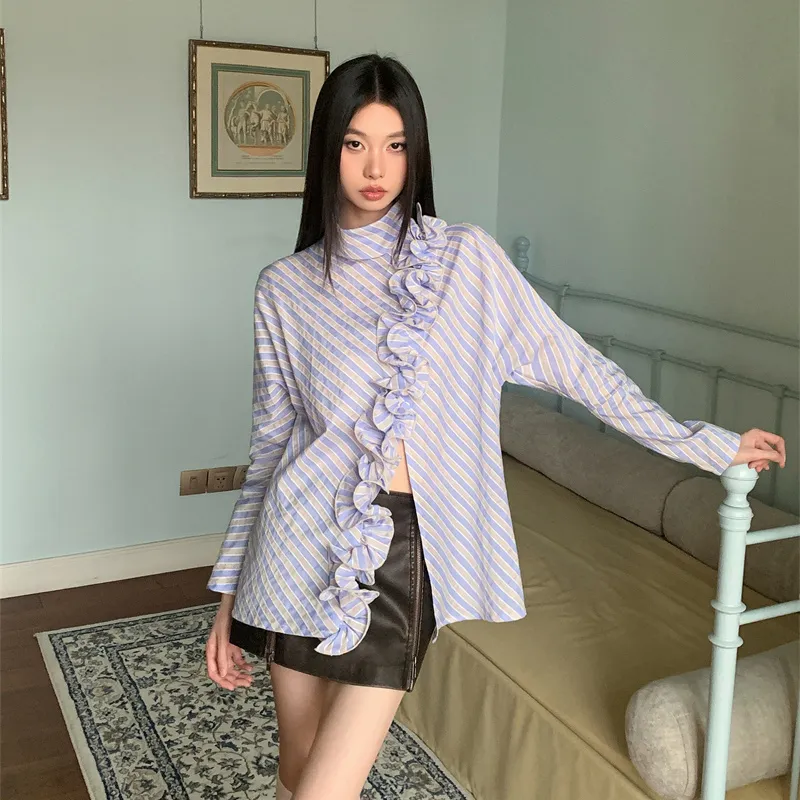 PAVEA Shirt Women's Blue+Hair Tie Comes With-3