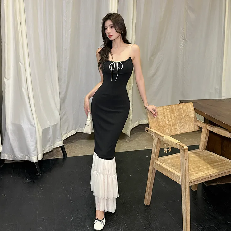 PAVEA Slip Dress Women's Black+Hair Tie Comes With-3