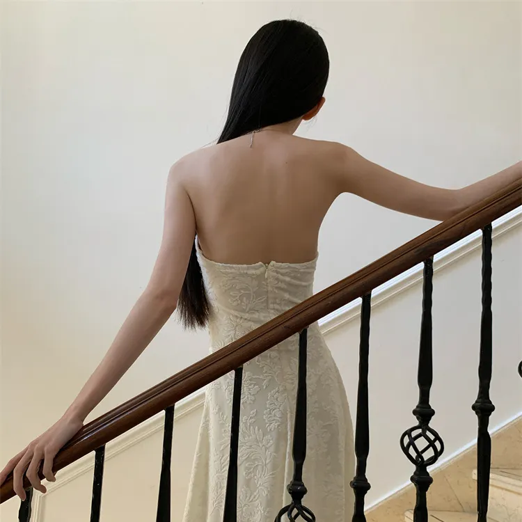 PAVEA Sleeveless Dress Women's Beige+Hair Tie Comes With-4