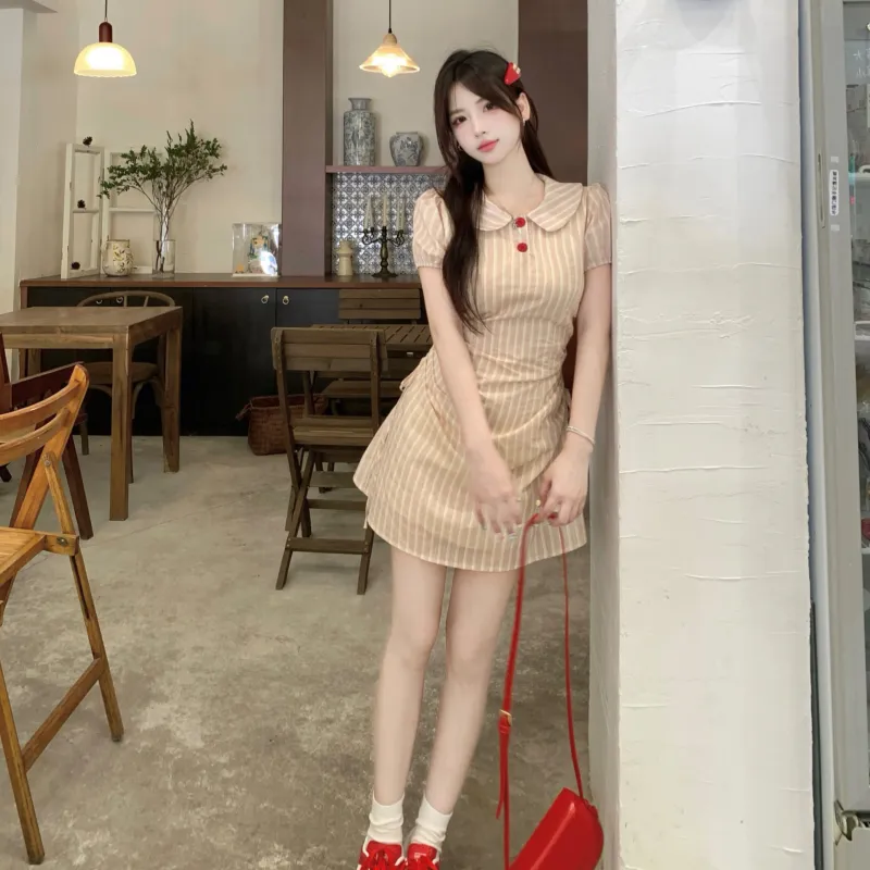 PAVEA Short Sleeved Dress Women's Pink-5