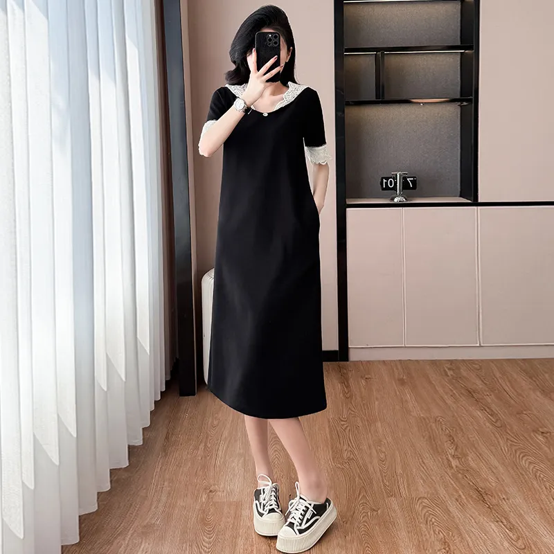 PAVEA Short Sleeved Dress Women's Black-6