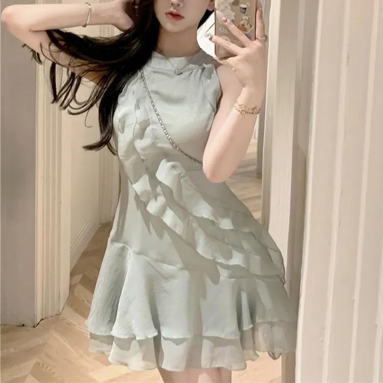 PAVEA Sleeveless Dress Women's Image Color+Hair Tie Included-4