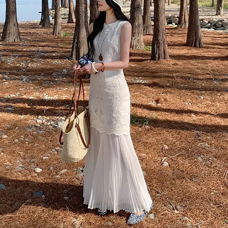 PAVEA Sleeveless Dresses Women's White+Hair Tie Comes With-6