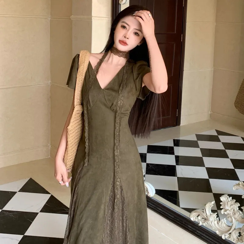 PAVEA Short Sleeved Dress Women's Green-4