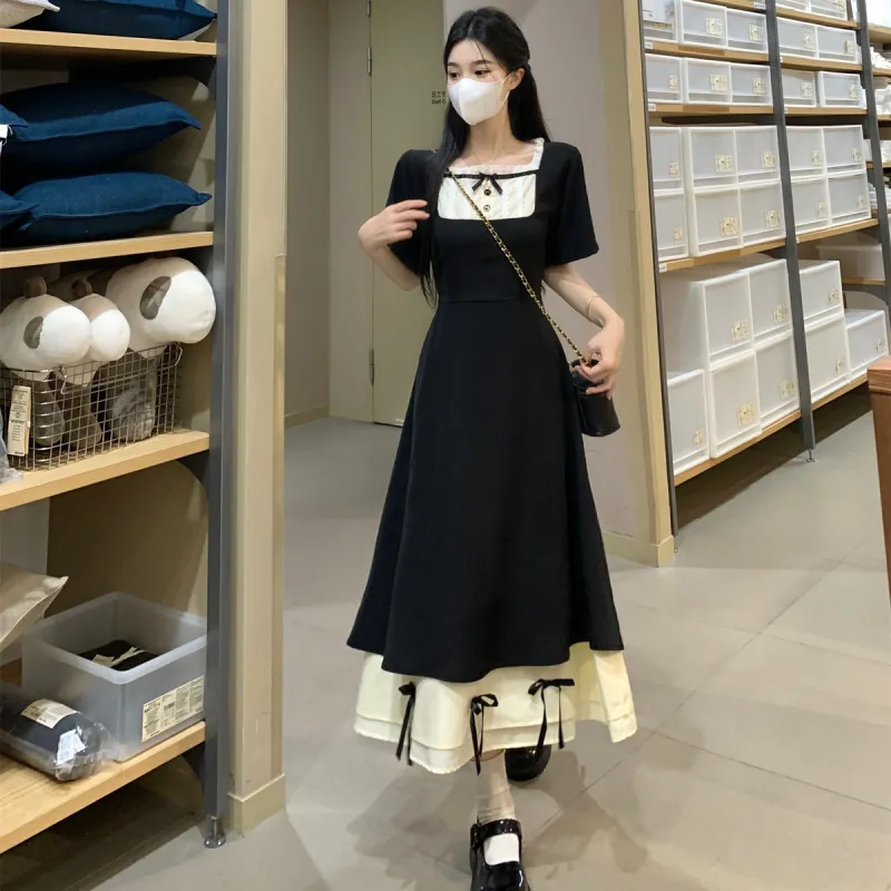 PAVEA Short Sleeved Dress Women's Black-5