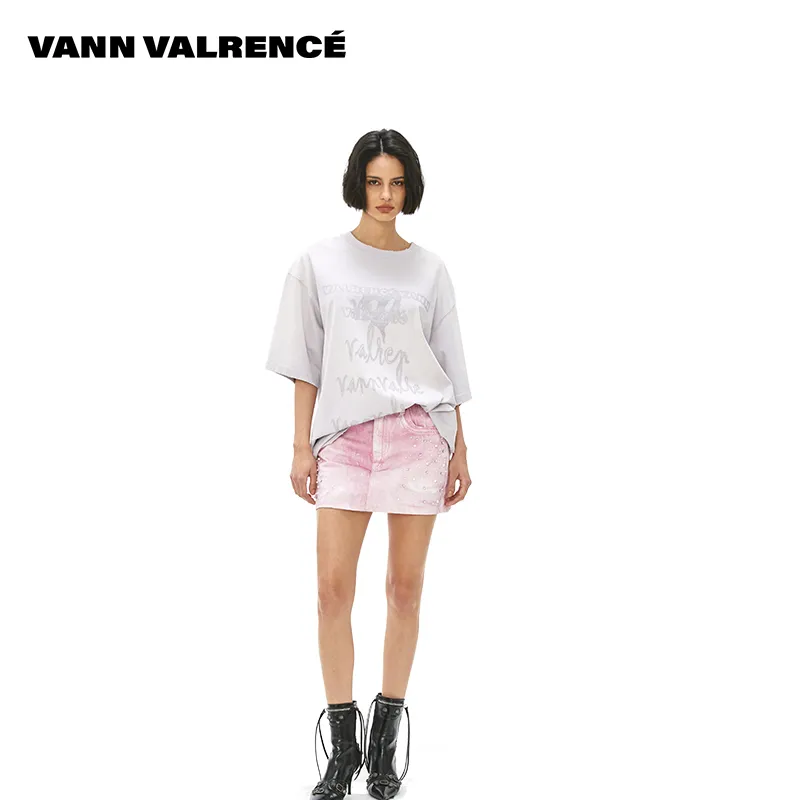 VANN VALRENCÉ Denim Short Skirts Women's-5