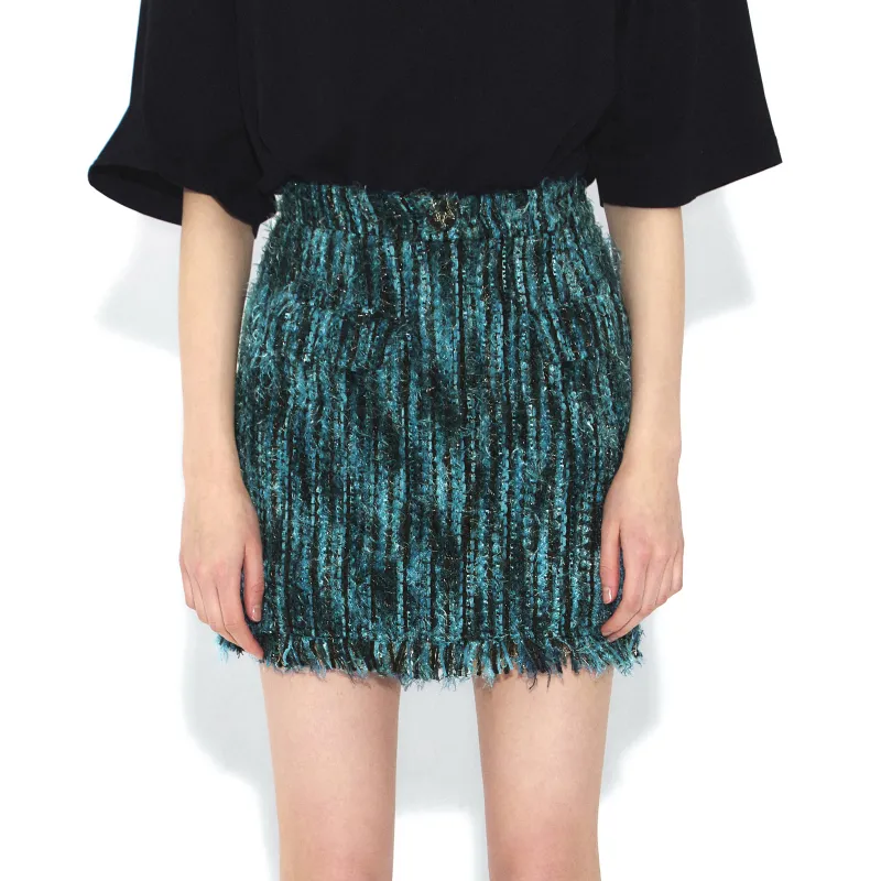 VANN VALRENCÉ Casual Short Skirts Women's Peacock Blue-2