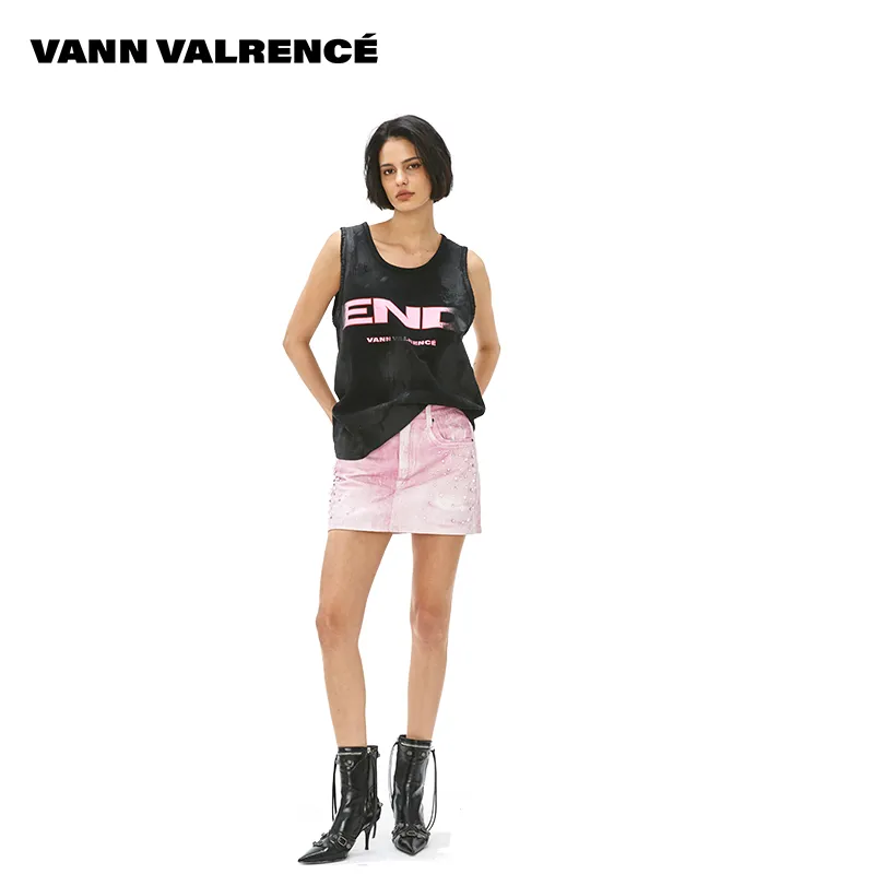 VANN VALRENCÉ Denim Short Skirts Women's-4