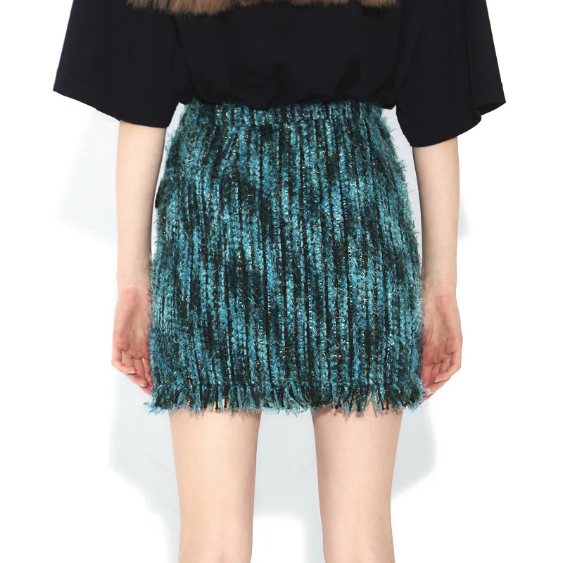 VANN VALRENCÉ Casual Short Skirts Women's Peacock Blue-3