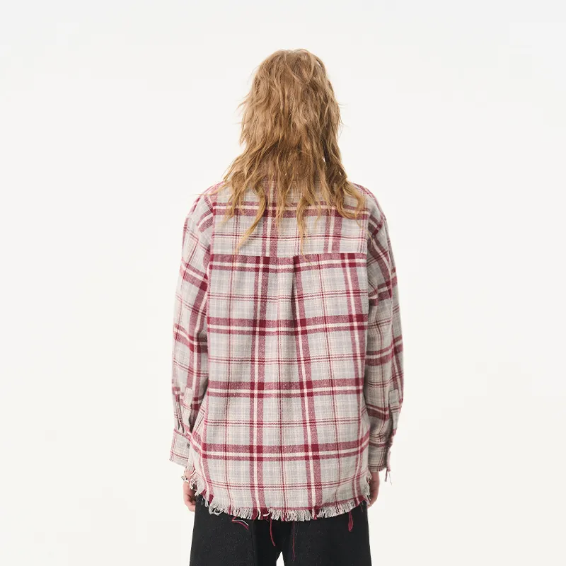 MODITEC Shirt Unisex Red White Plaid-2