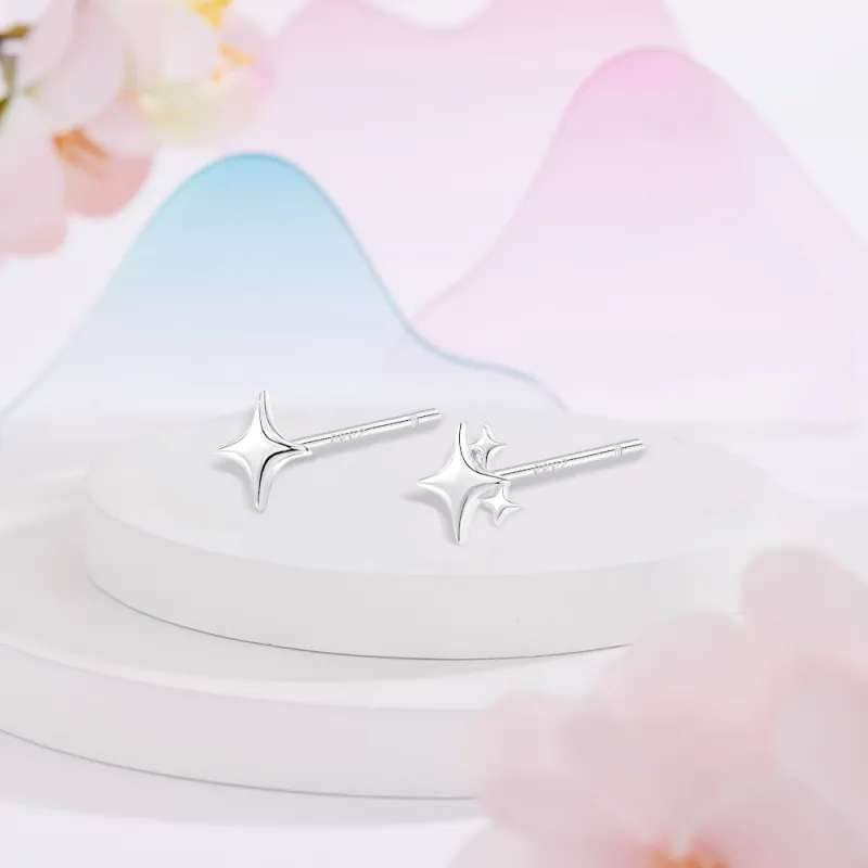 NUSQ Sterling Silver With Zircon Stud Earrings Women's-7