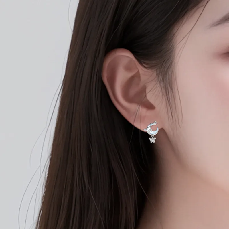 NUSQ S925 Silver Earrings Women's-1