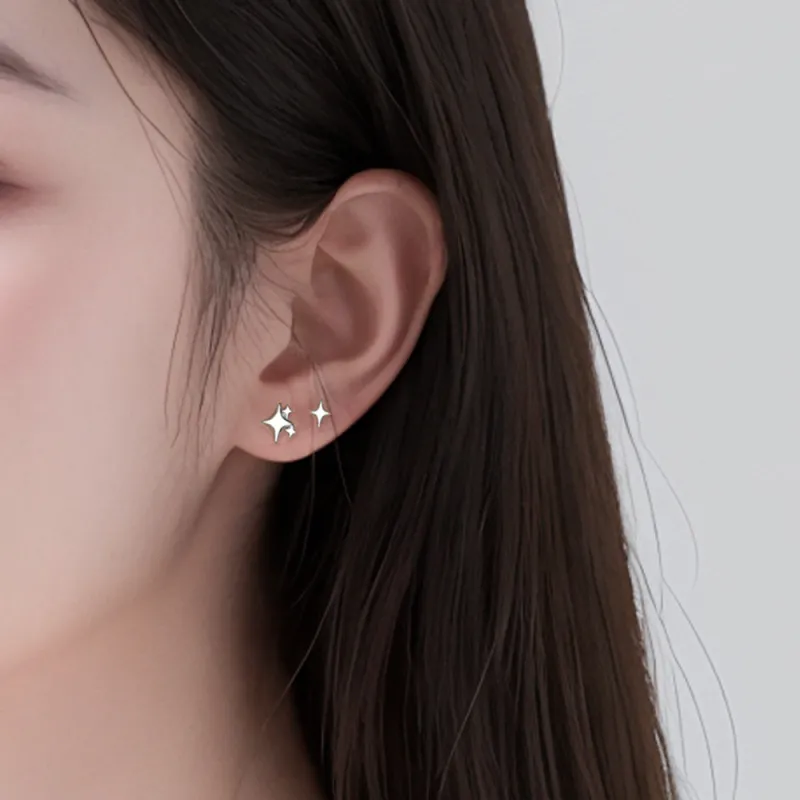 NUSQ Sterling Silver With Zircon Stud Earrings Women's-6