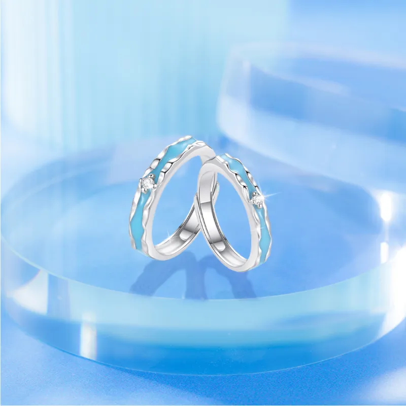 NUSQ Sterling Silver Zircon Enamel Rings Unisex-4