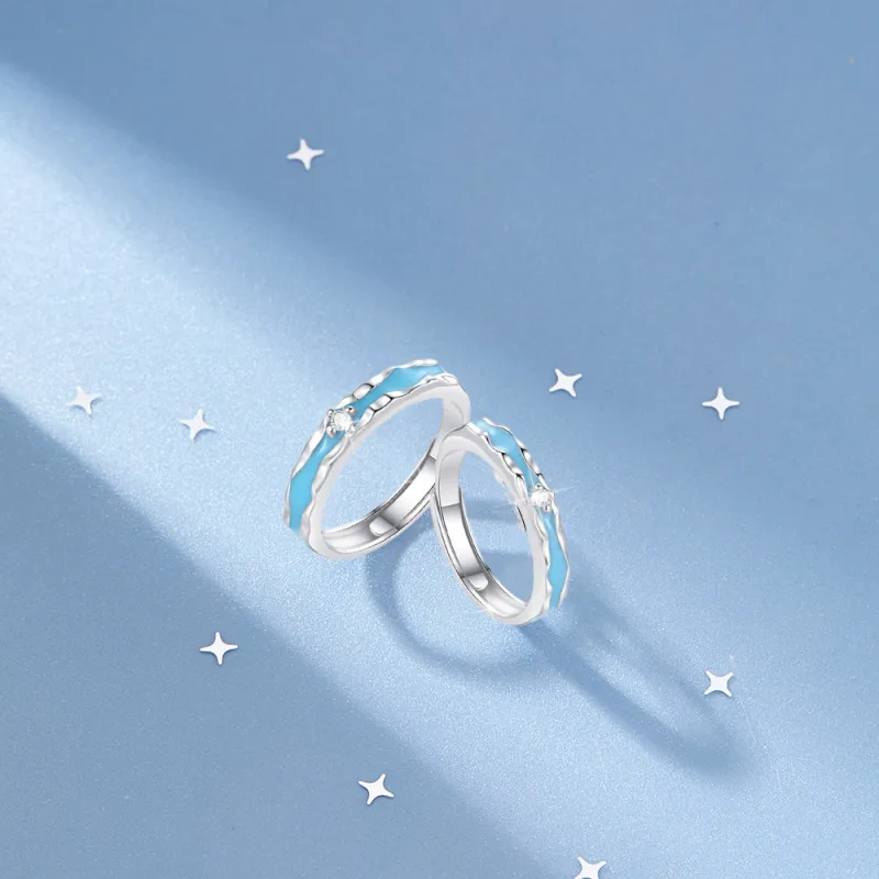 NUSQ Sterling Silver Zircon Enamel Rings Unisex-5