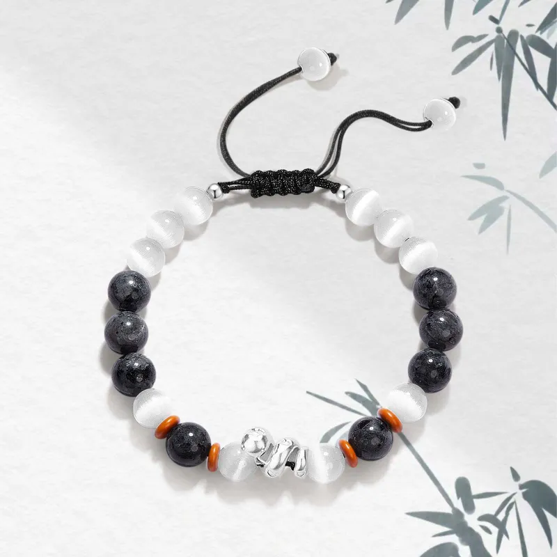 VOEX Silver Sheen Obsidian Bracelets Unisex-5