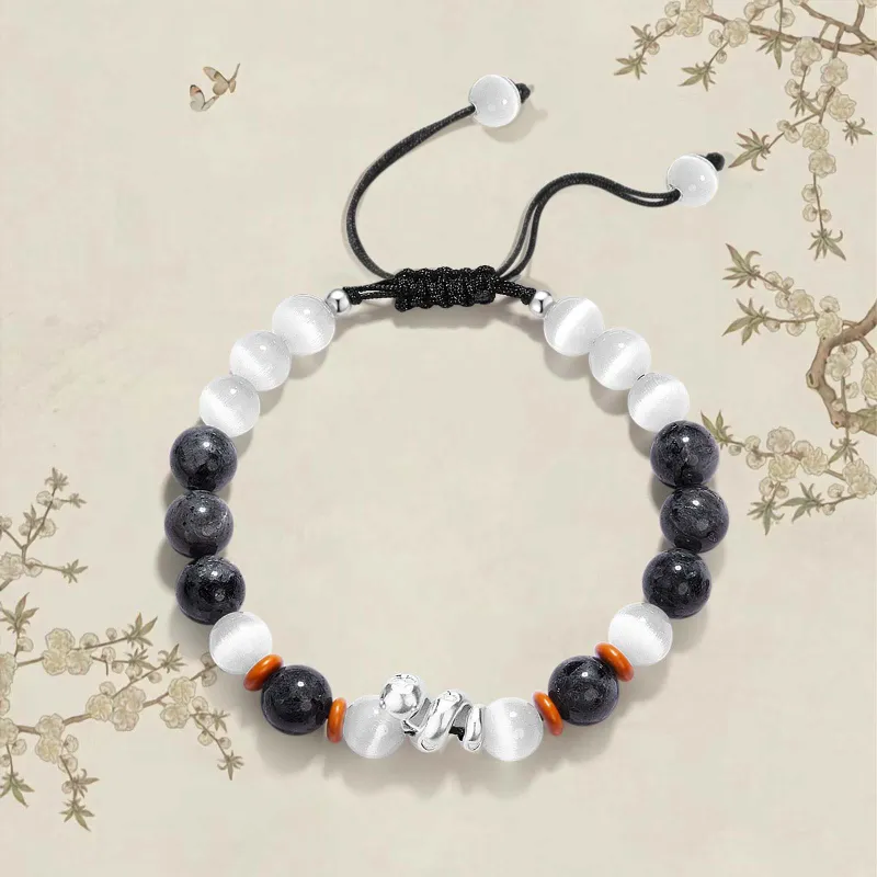 VOEX Silver Sheen Obsidian Bracelets Unisex-6