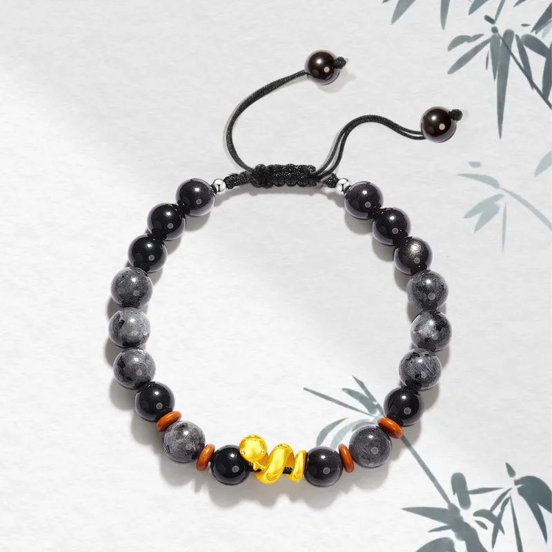 VOEX Silver Sheen Obsidian Bracelets Unisex-1
