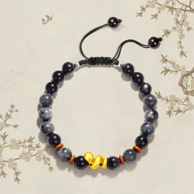 VOEX Silver Sheen Obsidian Bracelets Unisex-2