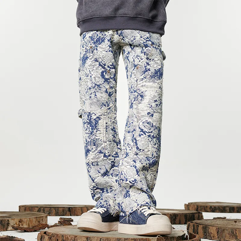 PAINT STAIN Jeans Unisex Jacquard Blue-2