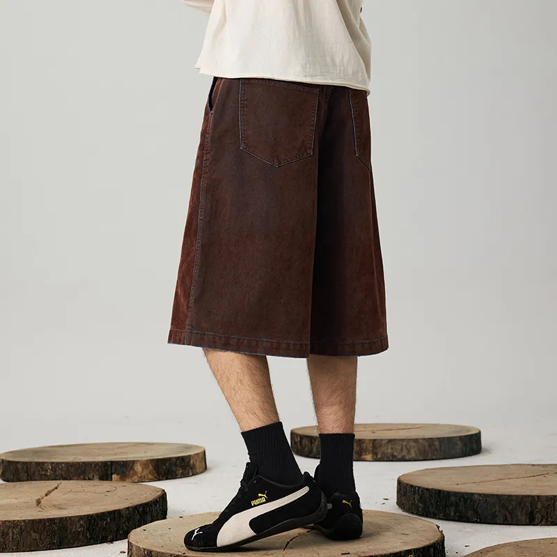 GTRG Denim Shorts Unisex Brown-6