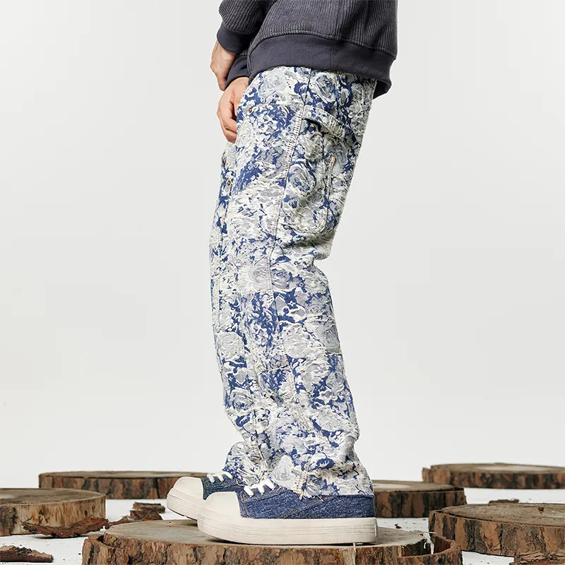 PAINT STAIN Jeans Unisex Jacquard Blue-4