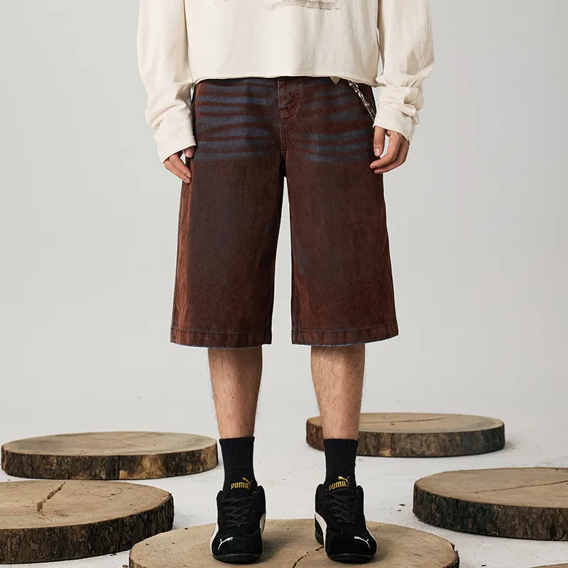 GTRG Denim Shorts Unisex Brown-2