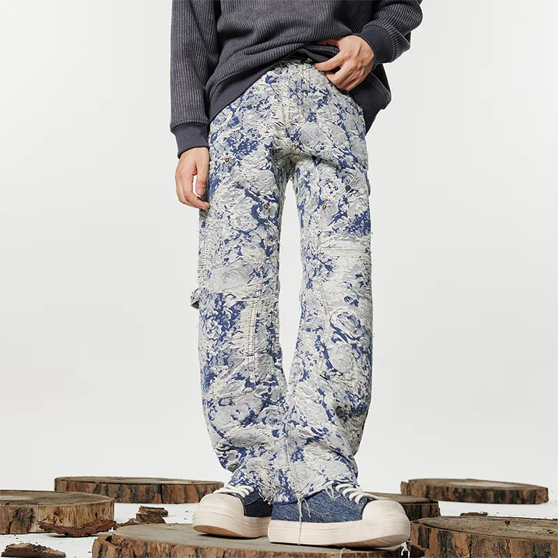 PAINT STAIN Jeans Unisex Jacquard Blue-3