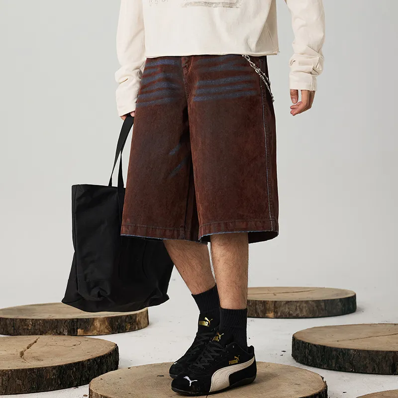 GTRG Denim Shorts Unisex Brown-3