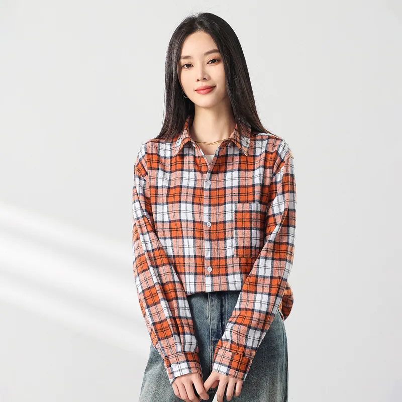 L'ALPINA Shirt Unisex Orange White Plaid-2