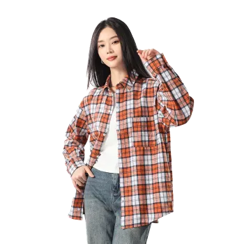 L'ALPINA Shirt Unisex Orange White Plaid