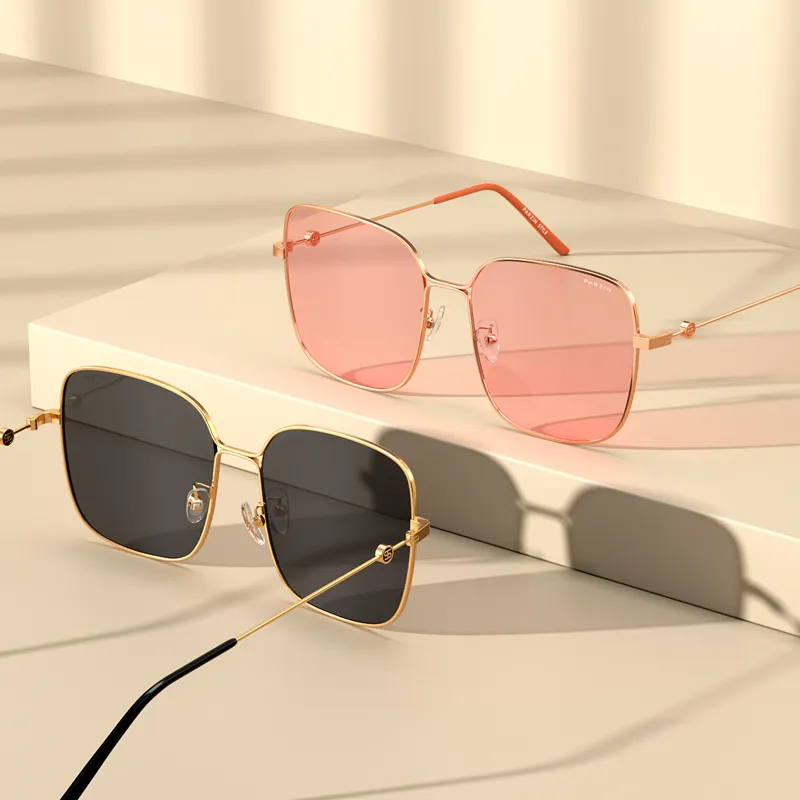 PARZIN Square Sunglasses Women's Metal Thin Frame Multicolor Lens Elegance Elegant-4