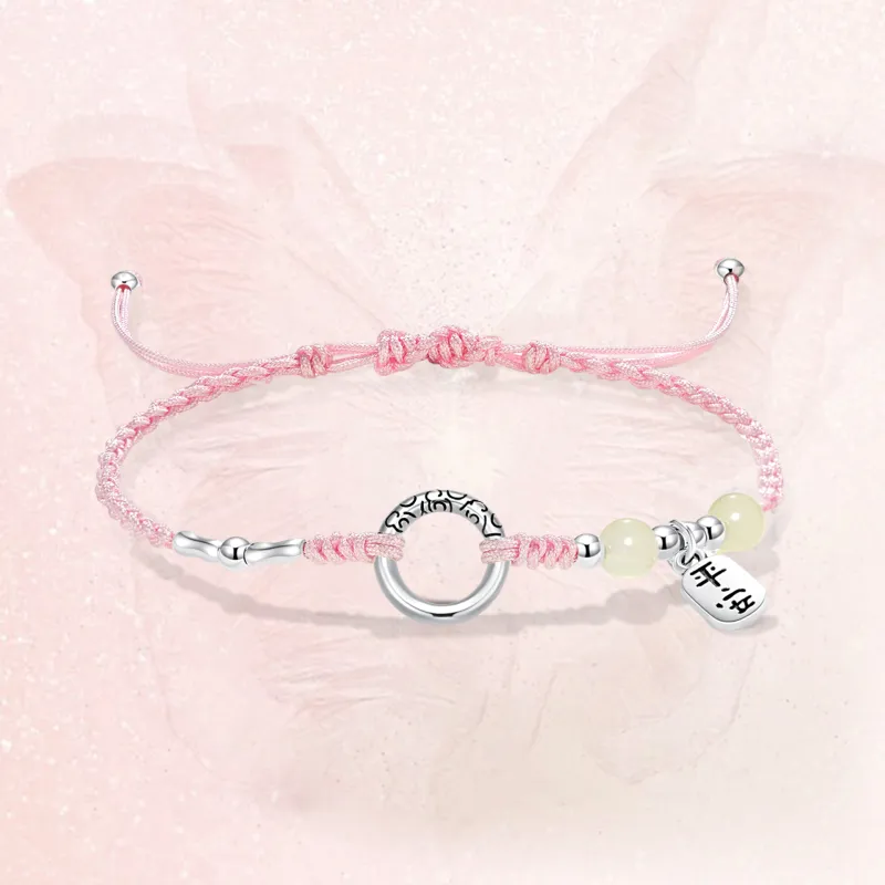 ERROR Alloy Bracelets Unisex Red String/Cherry Blossom Pink/Black Cord-2