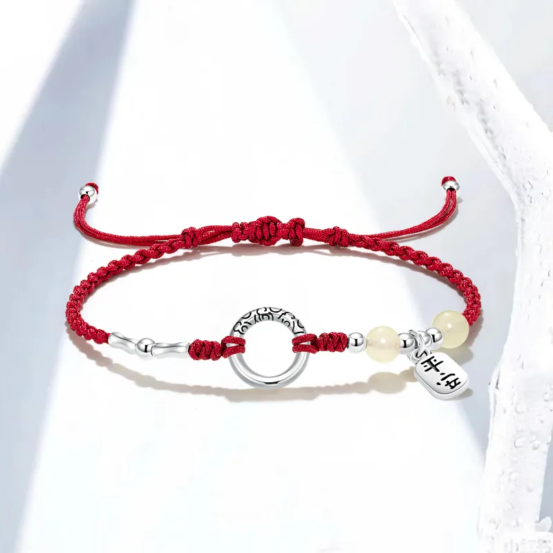 ERROR Alloy Bracelets Unisex Red String/Cherry Blossom Pink/Black Cord-9