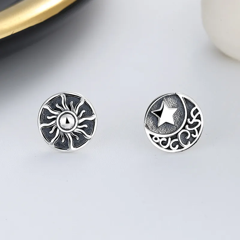 ETAHLOVE S925 Silver Stud Earrings Unisex Anniversary Surprise Gift For Boyfriend And Girlfriend's Birthday-3