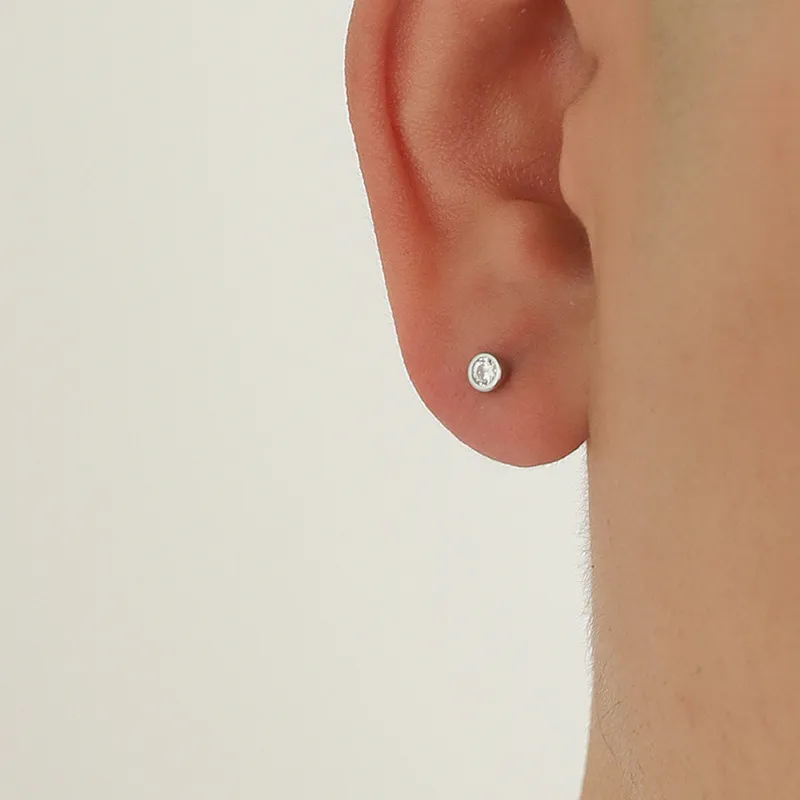 ETAHLOVE Sterling Silver Stud Earrings Unisex Boyfriend And Girlfriend Birthday Surprise-2