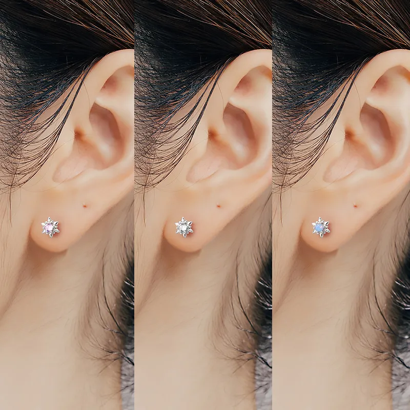ETAHLOVE S925 Silver Stud Earrings Unisex-2