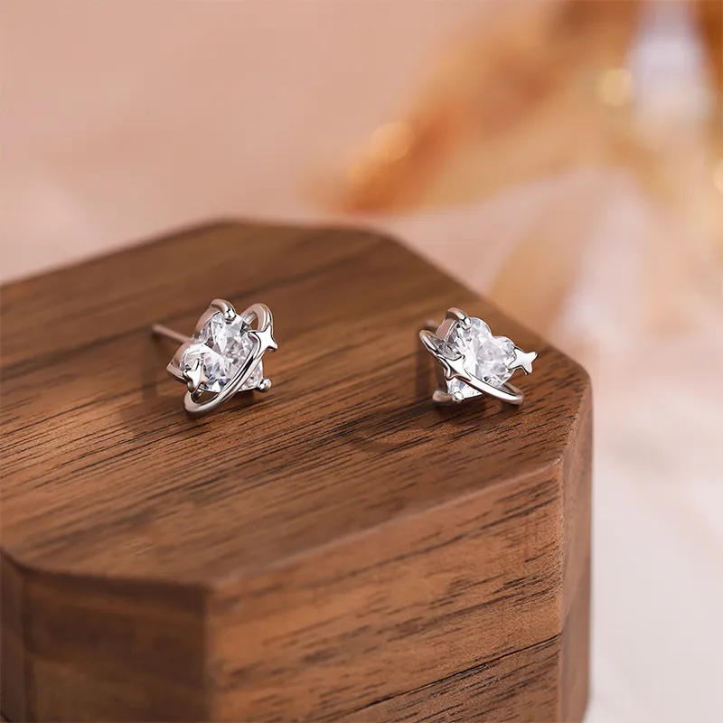 ETAHLOVE Sterling Silver Stud Earrings Women's Couple Date Confession Gift For Girlfriend's Birthday Anniversary-4