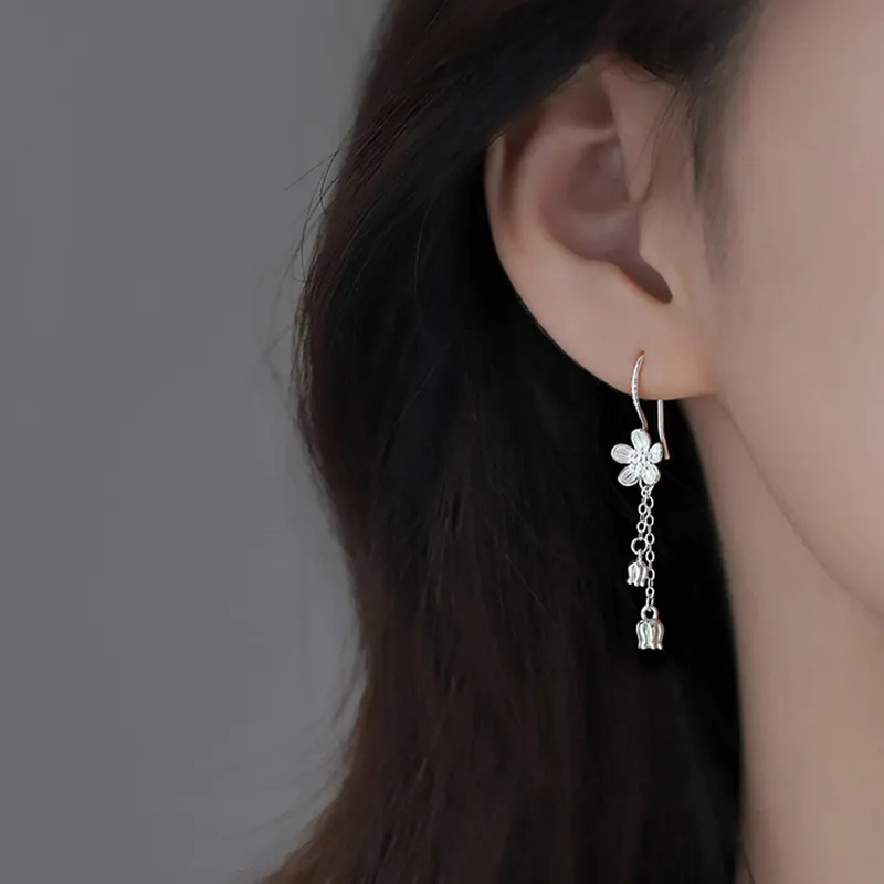 ETAHLOVE Sterling Silver 999 Fine Silver Earrings Women's-2