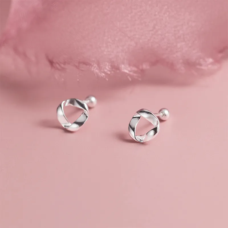 ETAHLOVE Sterling Silver Stud Earrings Women's Silver-5